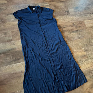Women's Chico's Navy Blue Maxi Shirt Dress Plus Size 16